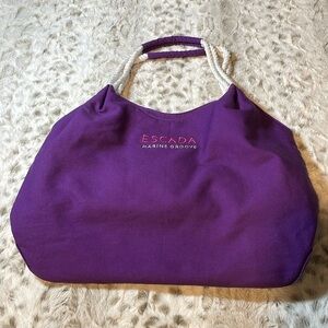 Escada Marine Groove Purple Fabric Tote Bag